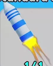 Blue and white Standard Jet with yellow exhaust.