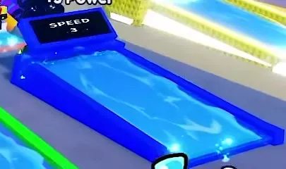 Blue SPEED 3 treadmill with a numbered console and glowing training surface.