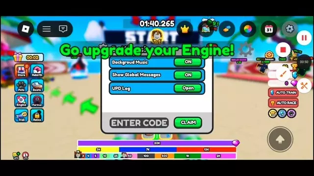 Enter a code in the "ENTER CODE" field at the bottom of Settings.
