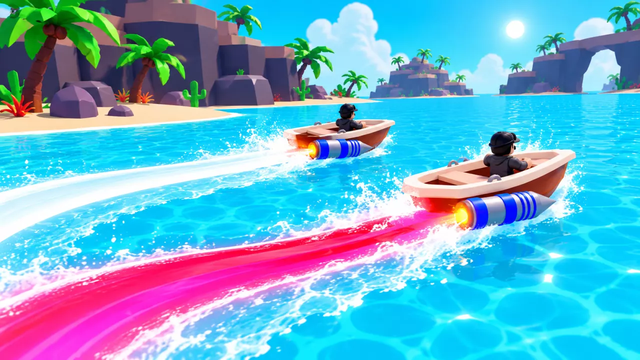 Boat Race with 99 Engines Trails: Requirements and White vs Red &mdash; illustrated cover
