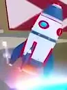 White and red Galactic Thruster on a glowing display.