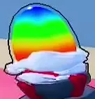 Rainbow egg with white cloud-like trim.