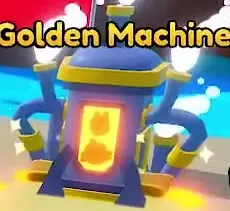 Golden Machine with an orange glowing chamber, gold fittings, and side pipes.