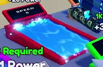 Red SPEED 5 treadmill with a black numbered console and blue training surface.