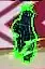 Hacker display character with a bright green outline and green markings.