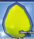 Yellow-green faceted egg with a blue-gray rim.